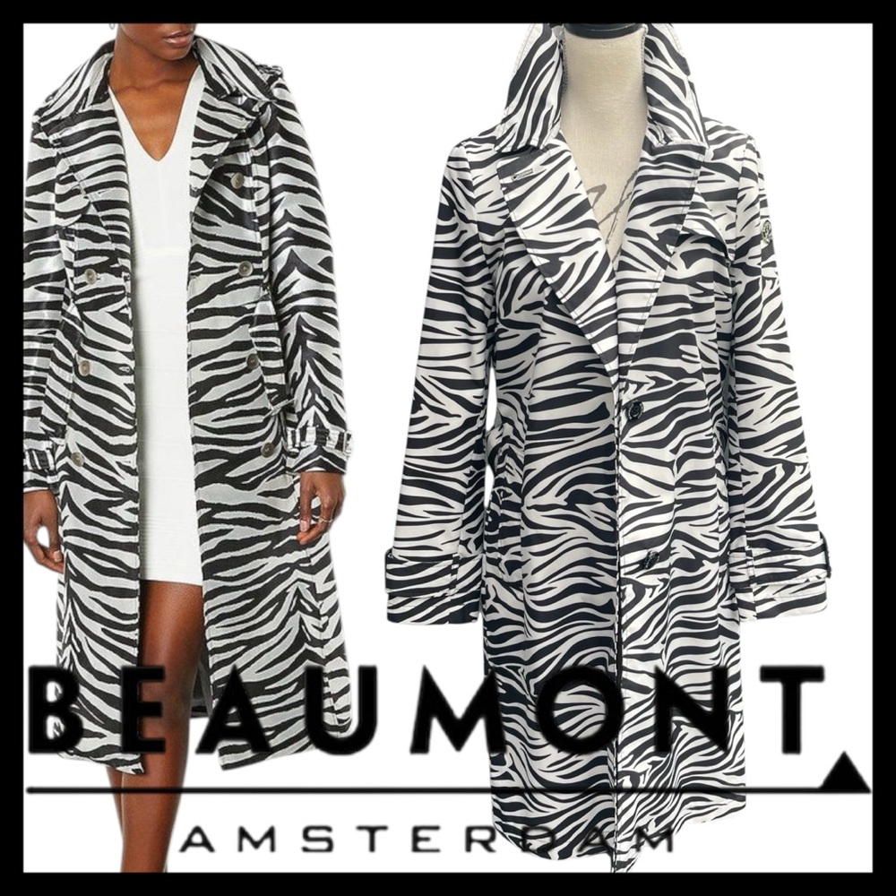 Beaumont Black/White Zebra Mid Length Trench Coat (S)